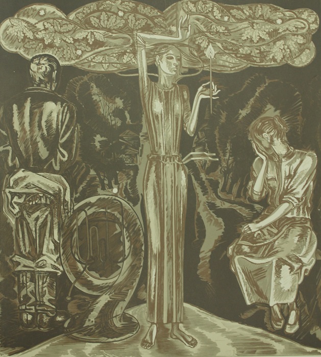 Память, художник Степан Климчук, цветная линогравюра, 59x54см