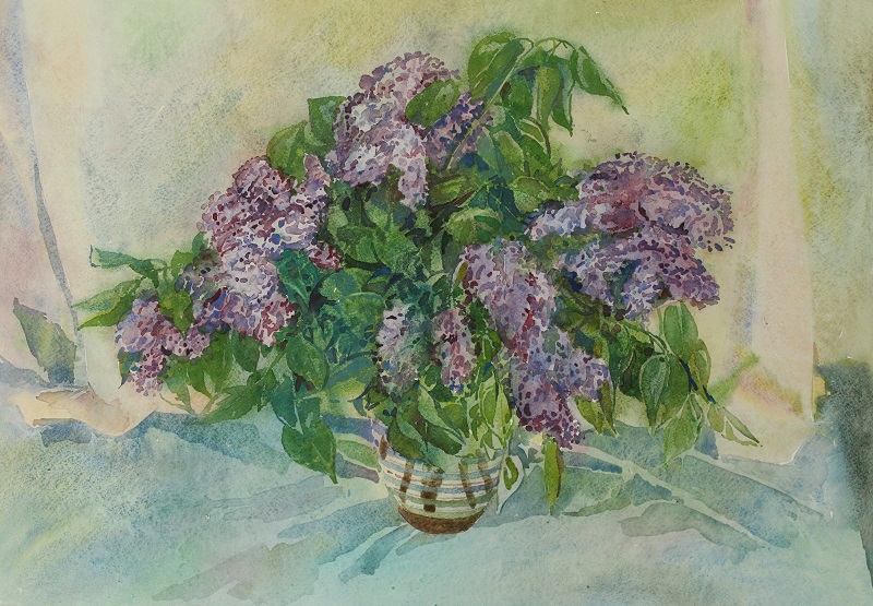 Сирень, художник Степан Климчук, акварель, 41x59см