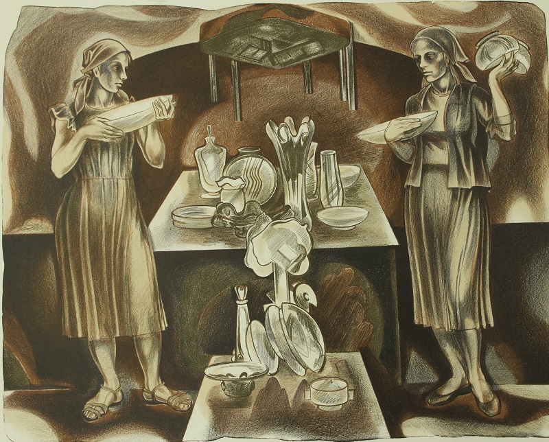 Выставка хрусталя, художник Степан Климчук, цветная литография, 53x67см