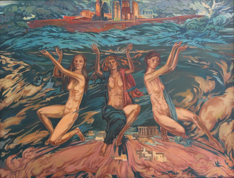 Атланта и кариотиды, художник Степан Климчук, холст, масло, 85x110см