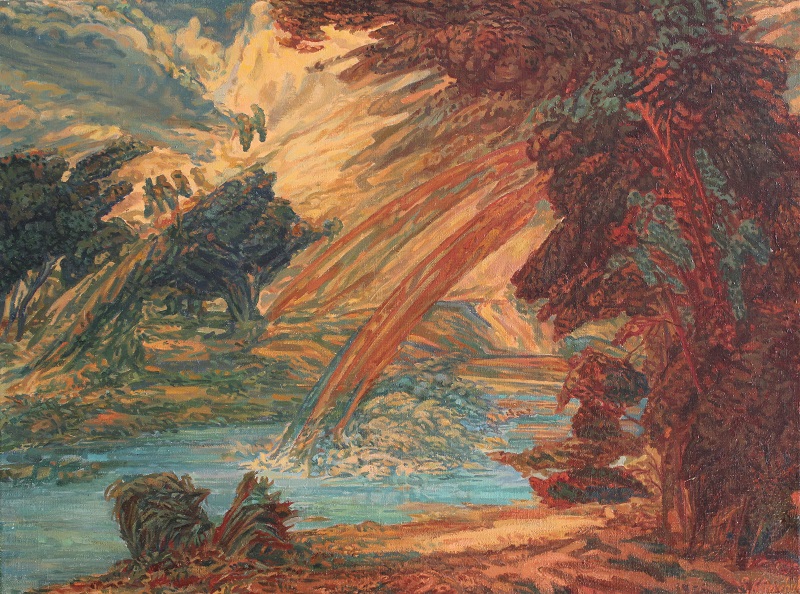Багровый закат, художник Степан Климчук, холст, масло, 60x80см