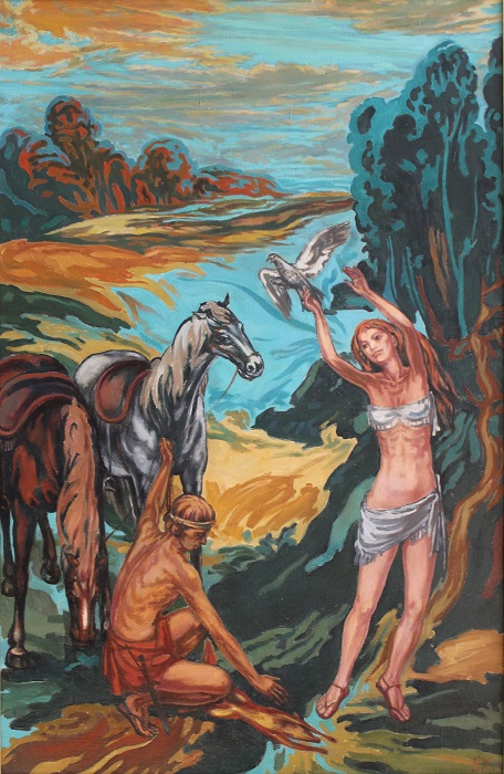 Охота на лис, художник Степан Климчук, холст, масло, 100x65см